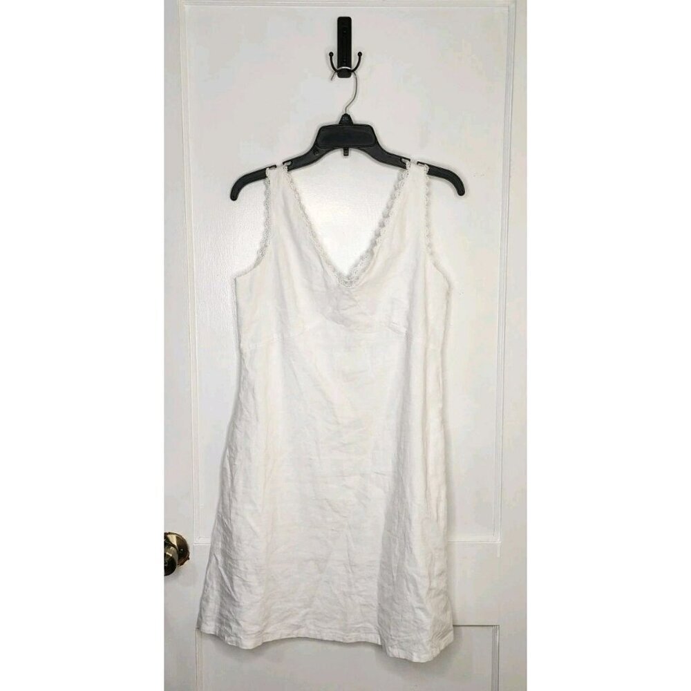 NWT White Laura Ashley Linen Blend Sundress Size 6 Partially Lined Spring Summer